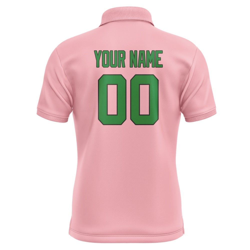 Custom Light Pink Emerald Green Short-Sleeve Polo Shirt