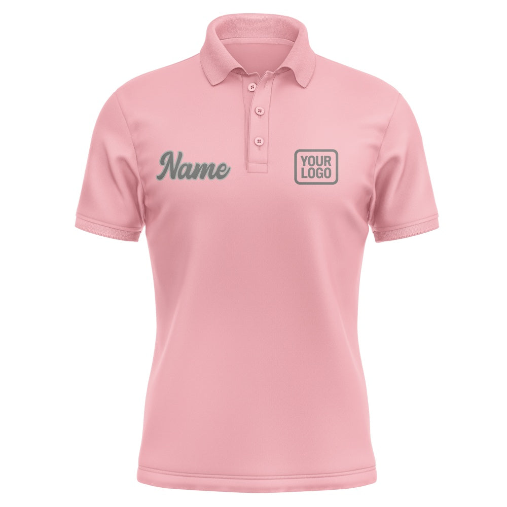 Custom Light Pink Dark Grey Short-Sleeve Polo Shirt