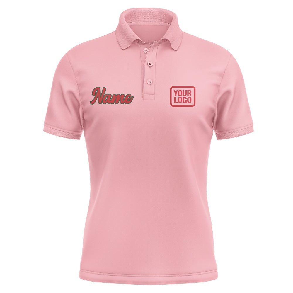 Custom Light Pink Red Short-Sleeve Polo Shirt