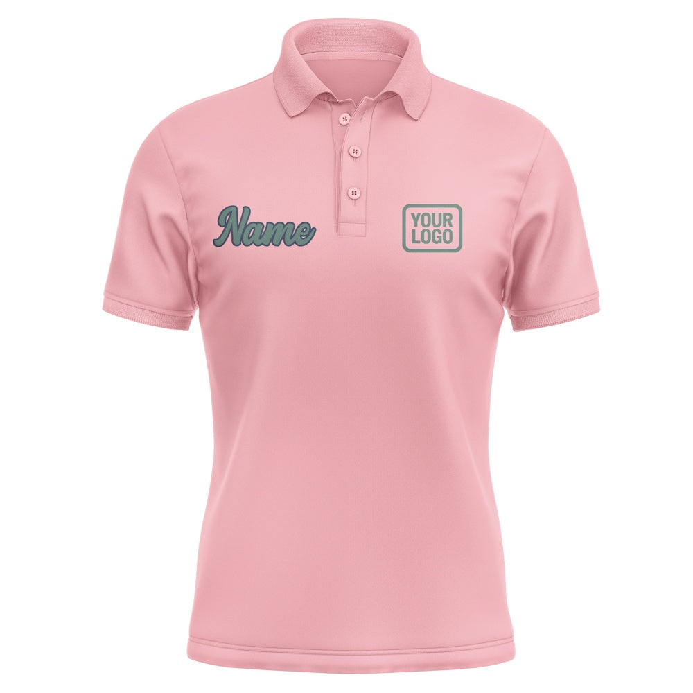 Custom Light Pink Blue Green Short-Sleeve Polo Shirt
