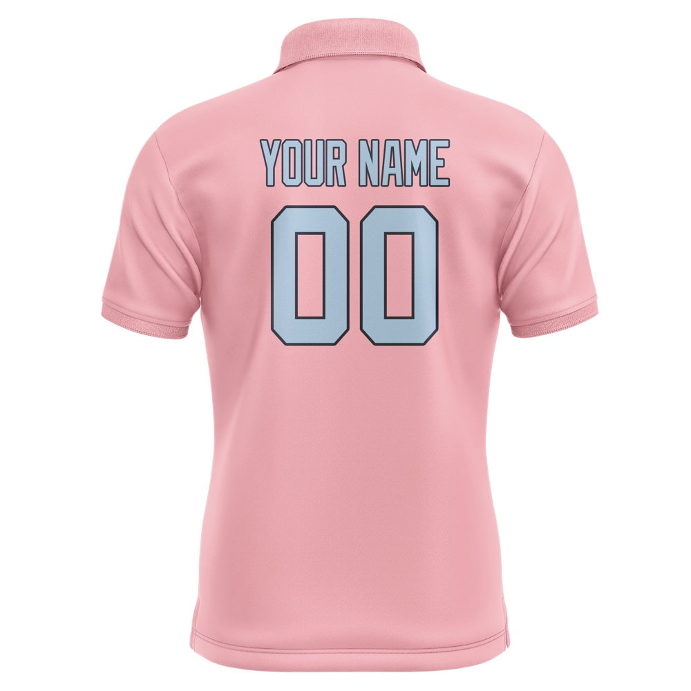 Custom Light Pink Light Blue Short-Sleeve Polo Shirt