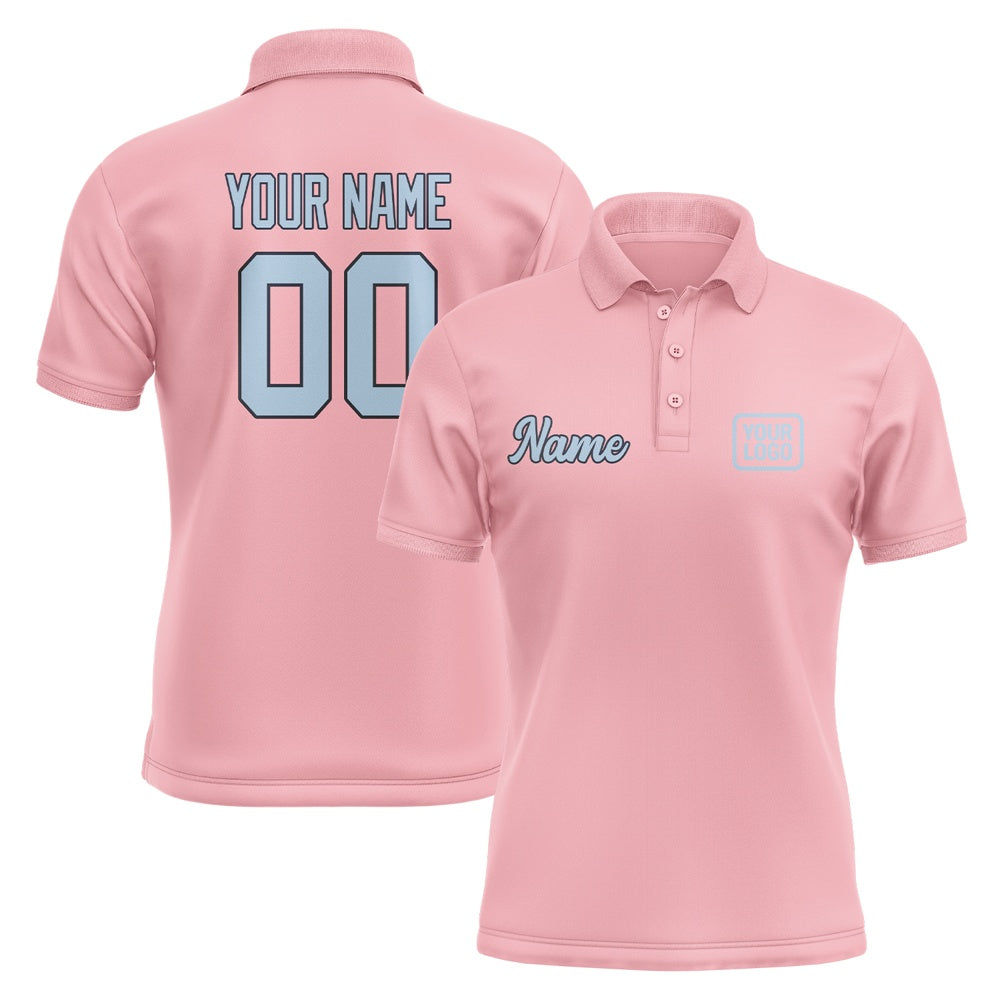Custom Light Pink Light Blue Short-Sleeve Polo Shirt