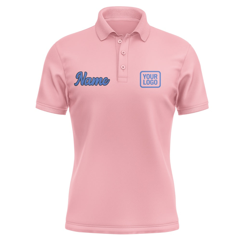 Custom Light Pink Sky Blue Short-Sleeve Polo Shirt
