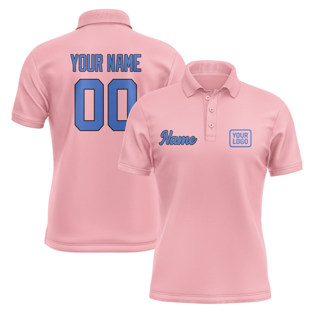 Custom Light Pink Sky Blue Short-Sleeve Polo Shirt