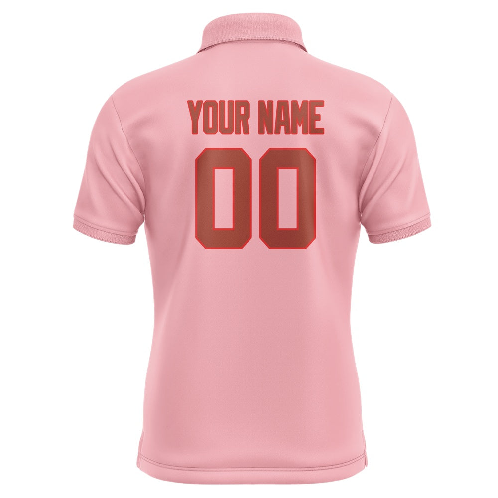 Custom Light Pink Coral Red Short-Sleeve Polo Shirt