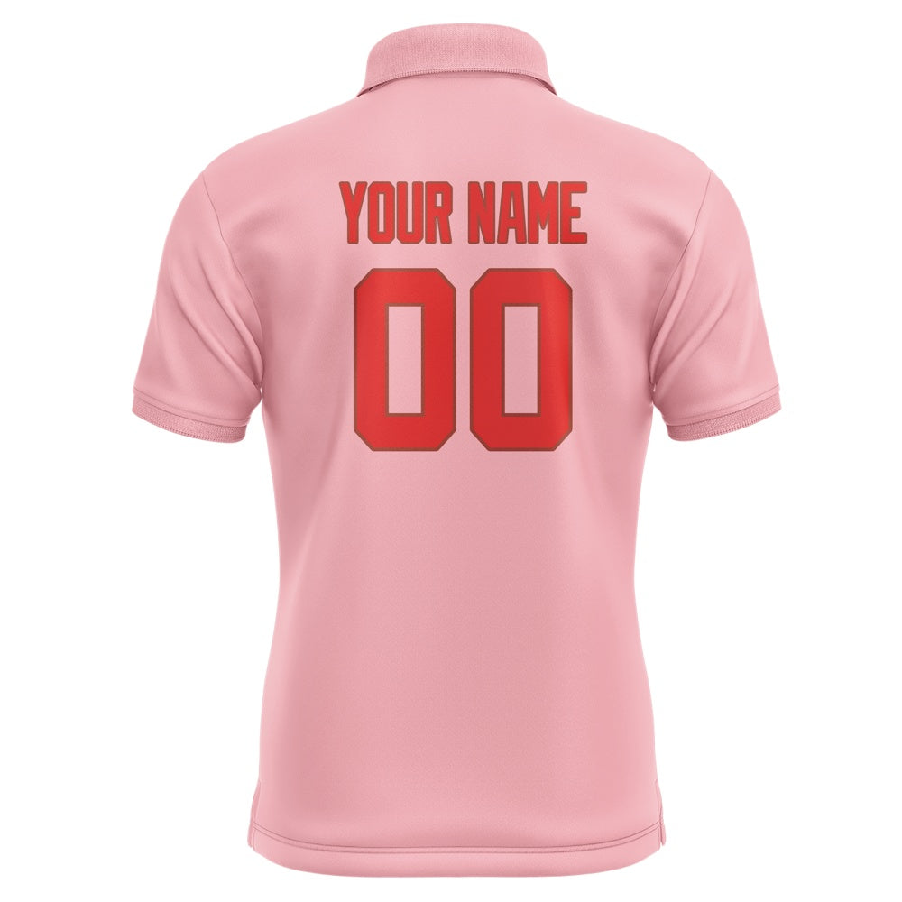 Custom Light Pink Orange Red Short-Sleeve Polo Shirt