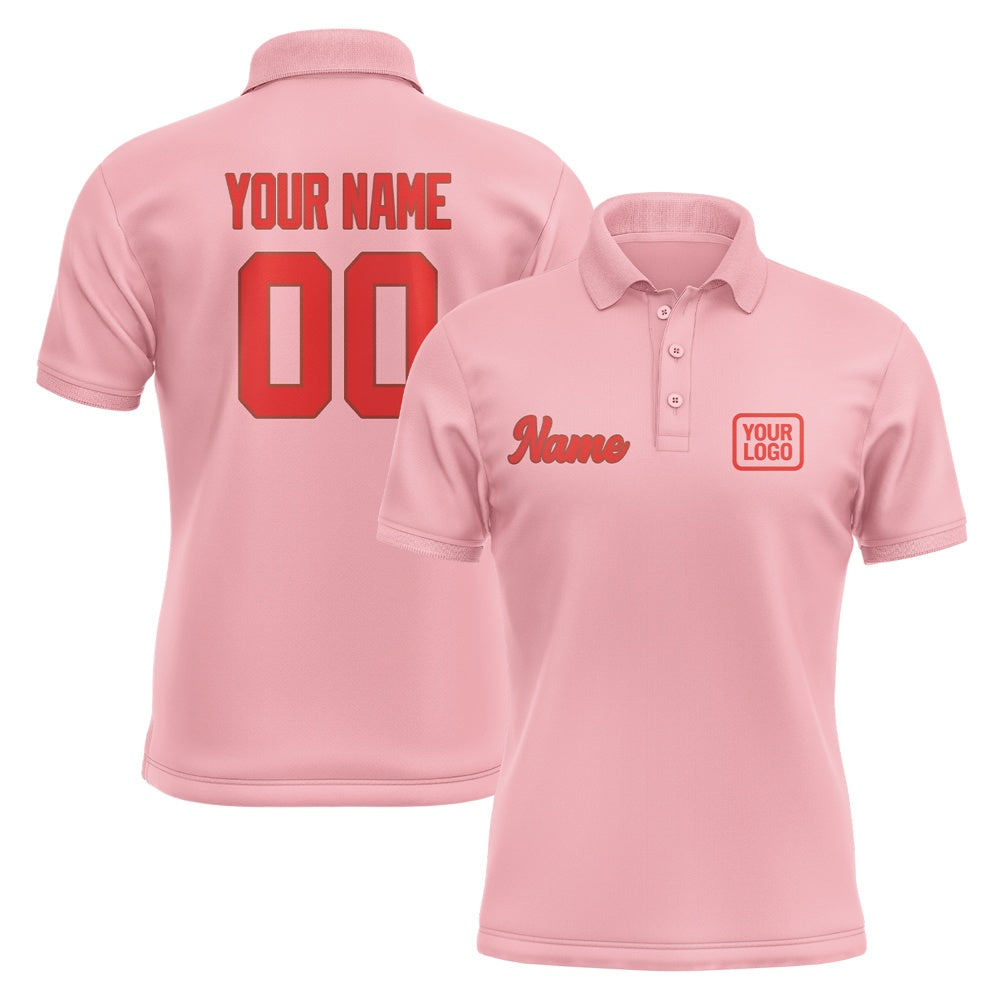Custom Light Pink Orange Red Short-Sleeve Polo Shirt