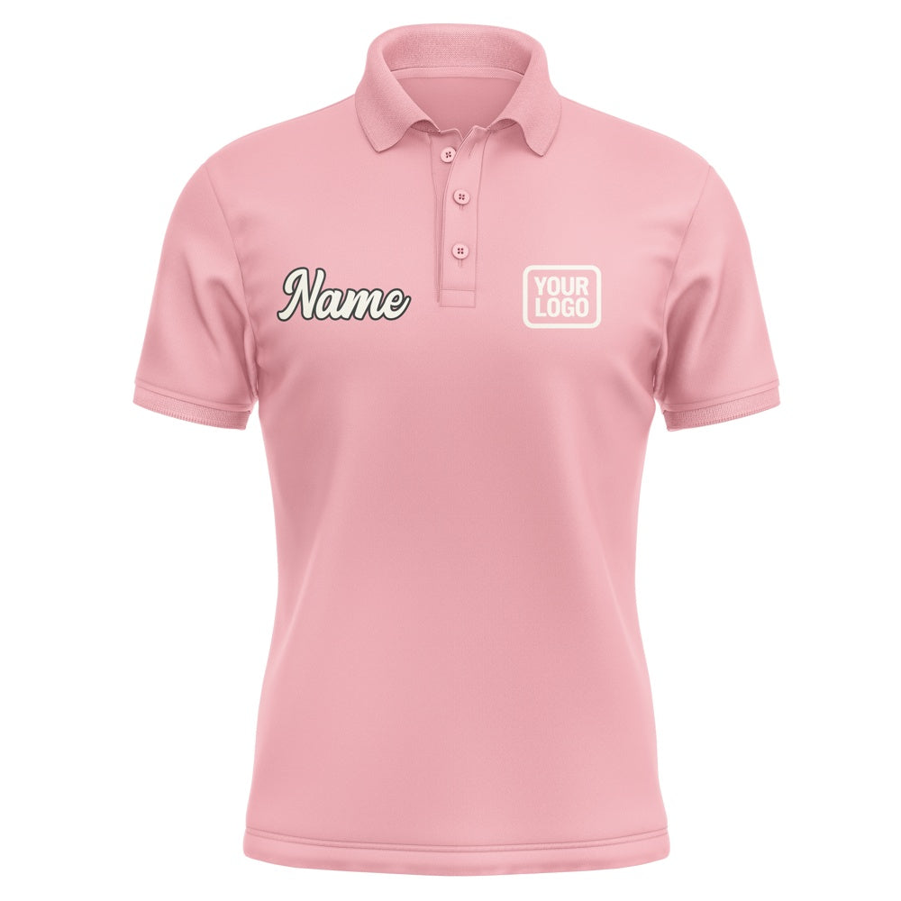 Custom Light Pink Cream Short-Sleeve Polo Shirt