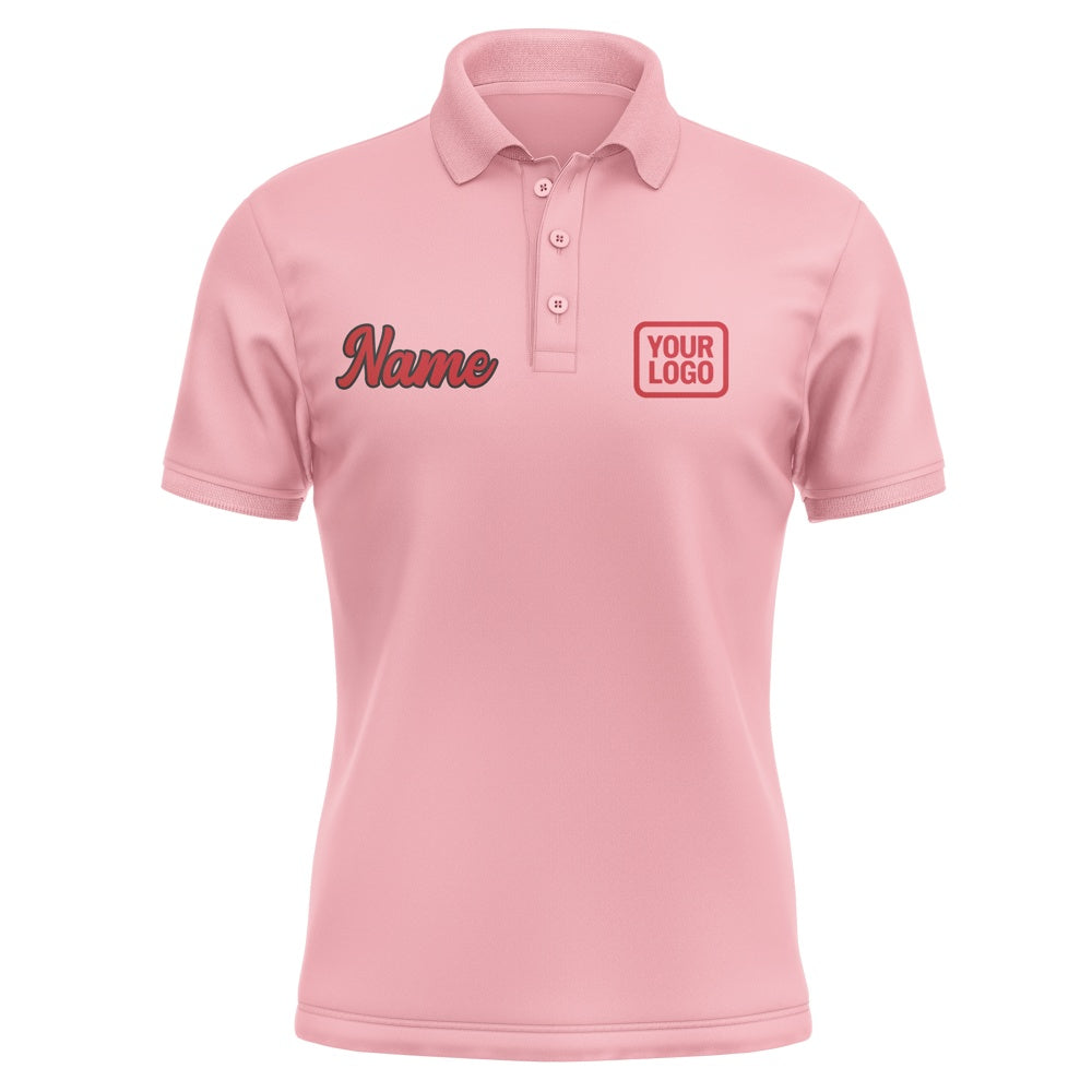 Custom Light Pink Red Short-Sleeve Polo Shirt