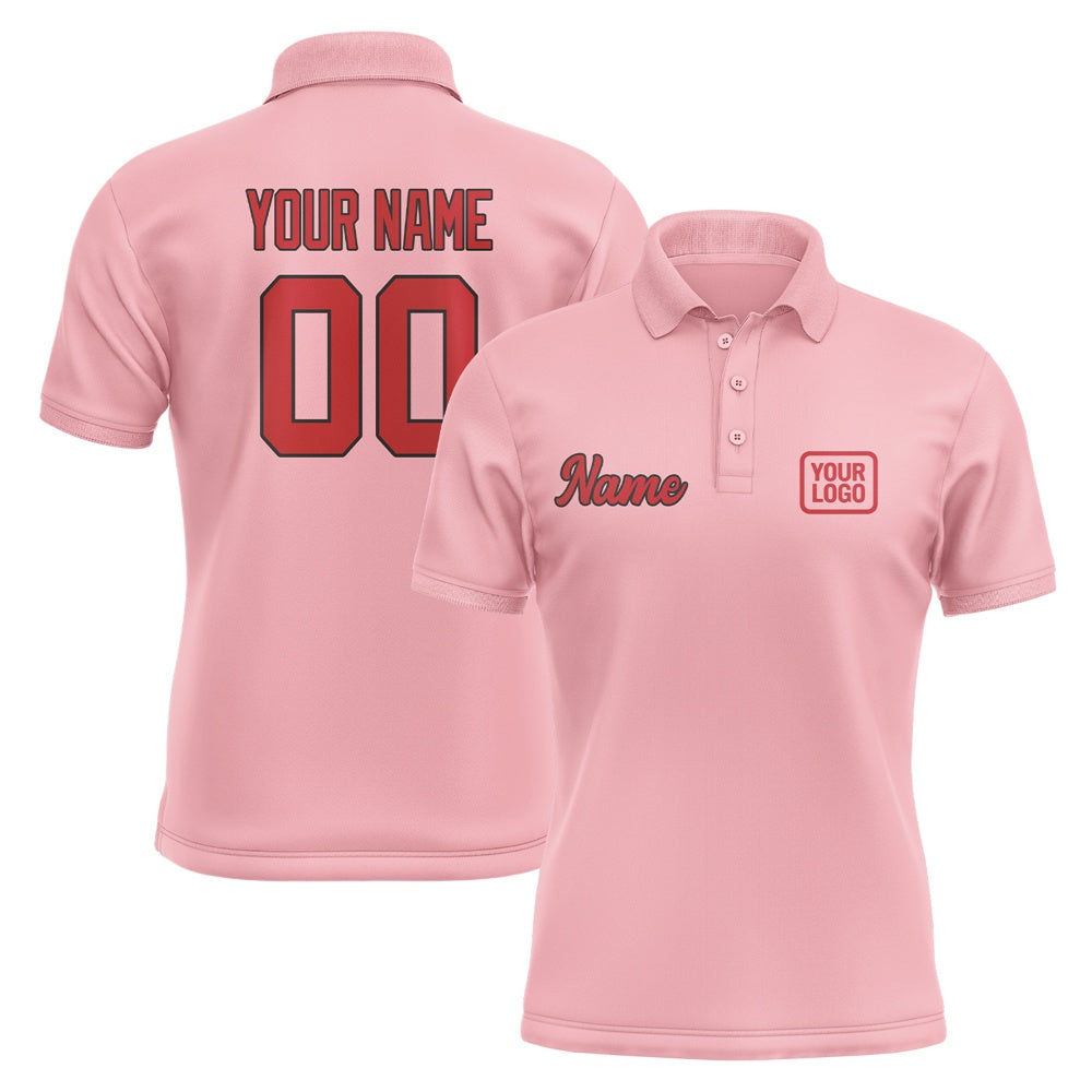 Custom Light Pink Red Short-Sleeve Polo Shirt