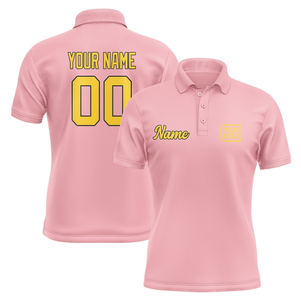 Custom Light Pink Gold Short-Sleeve Polo Shirt