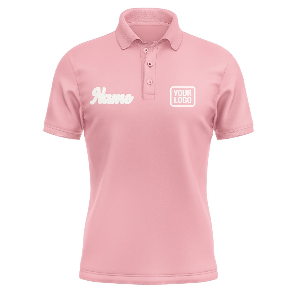 Custom Light Pink White Short-Sleeve Polo Shirt