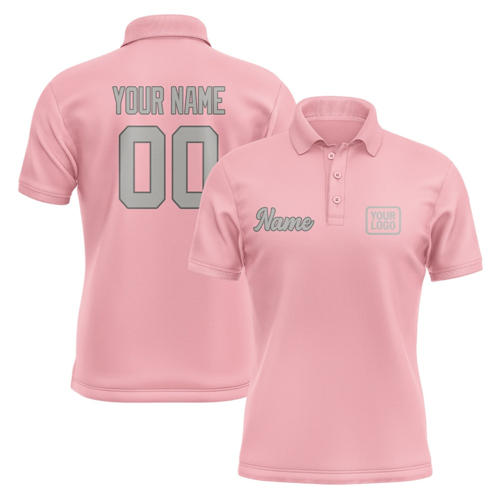 Custom Light Pink Gray Short-Sleeve Polo Shirt