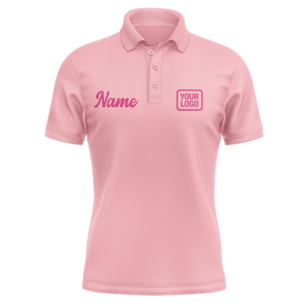 Custom Light Pink Pink Short-Sleeve Polo Shirt