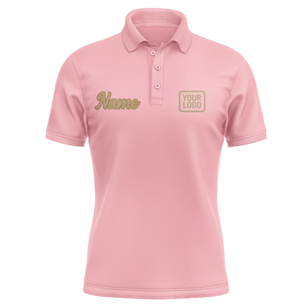 Custom Light Pink Light Khaki Short-Sleeve Polo Shirt