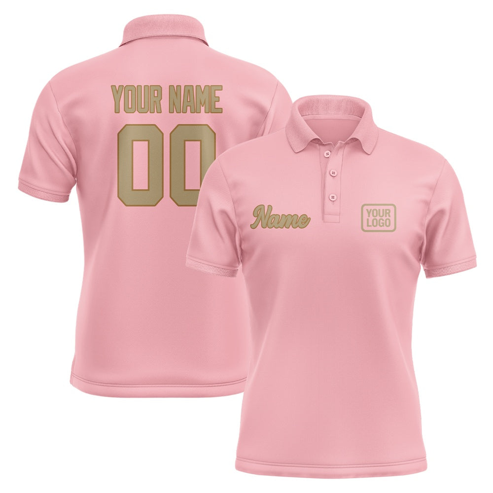 Custom Light Pink Light Khaki Short-Sleeve Polo Shirt