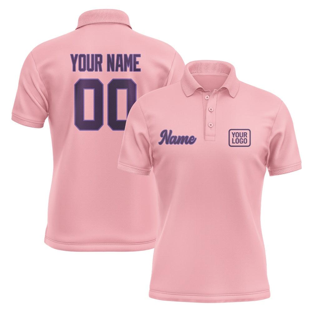 Custom Light Pink Purple Short-Sleeve Polo Shirt