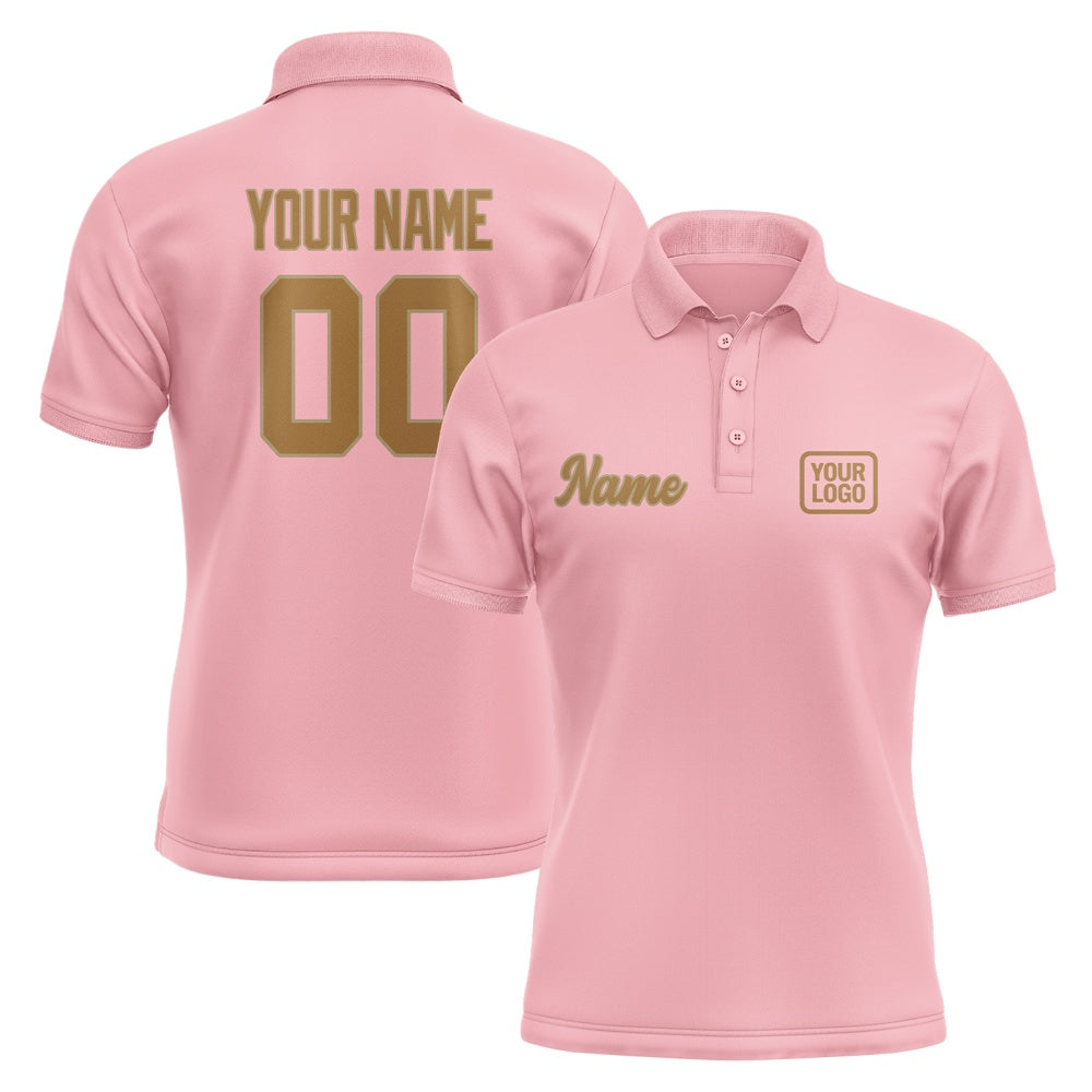 Custom Light Pink Khaki Short-Sleeve Polo Shirt