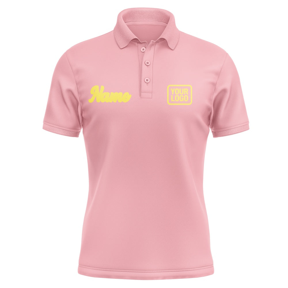 Custom Light Pink Light Yellow Short-Sleeve Polo Shirt