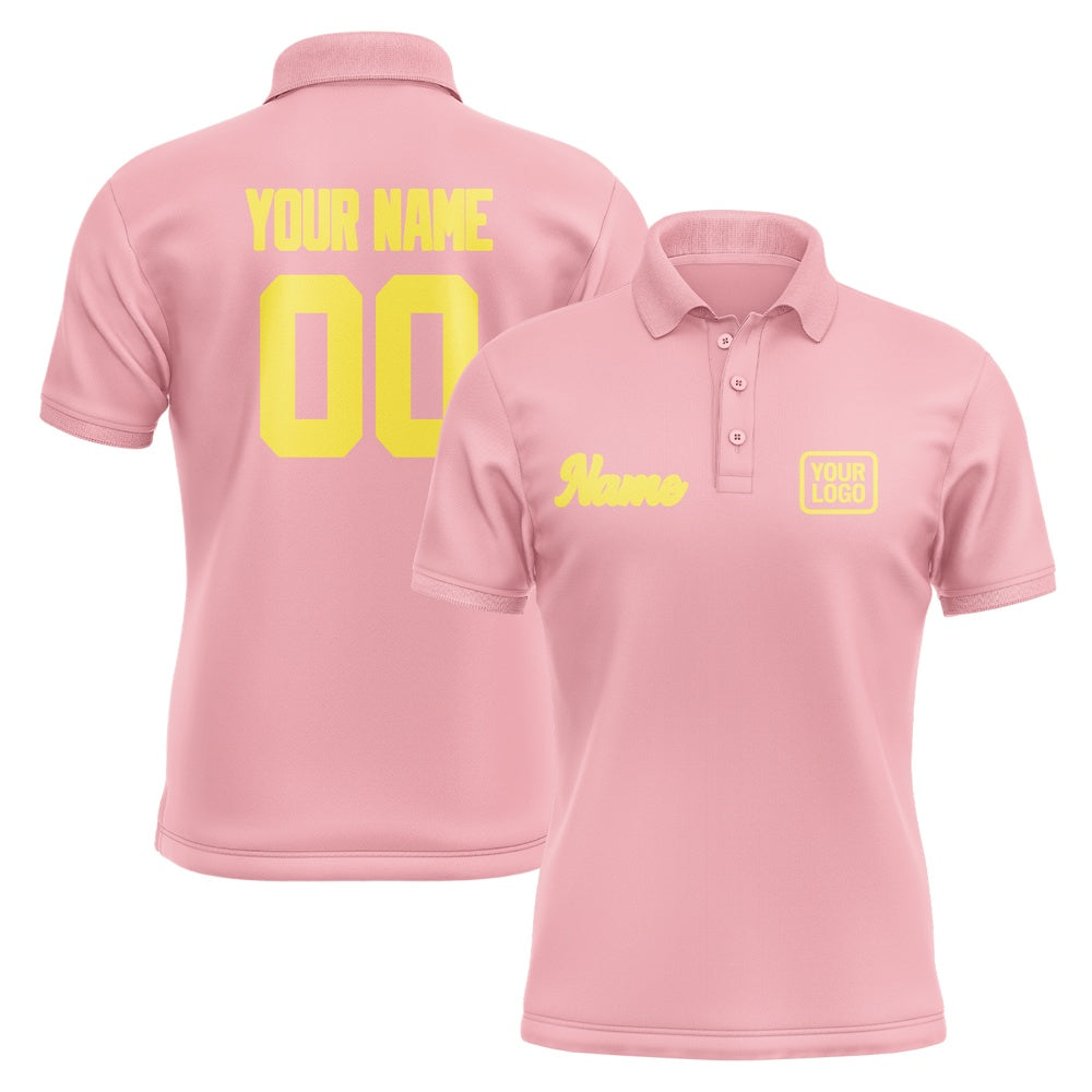 Custom Light Pink Light Yellow Short-Sleeve Polo Shirt