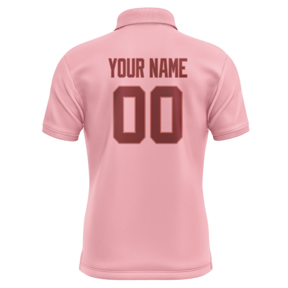 Custom Light Pink Crimson Red Short-Sleeve Polo Shirt