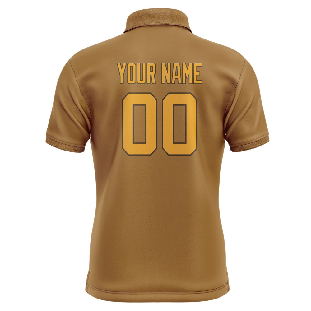 Custom Khaki Yellow Short-Sleeve Polo Shirt
