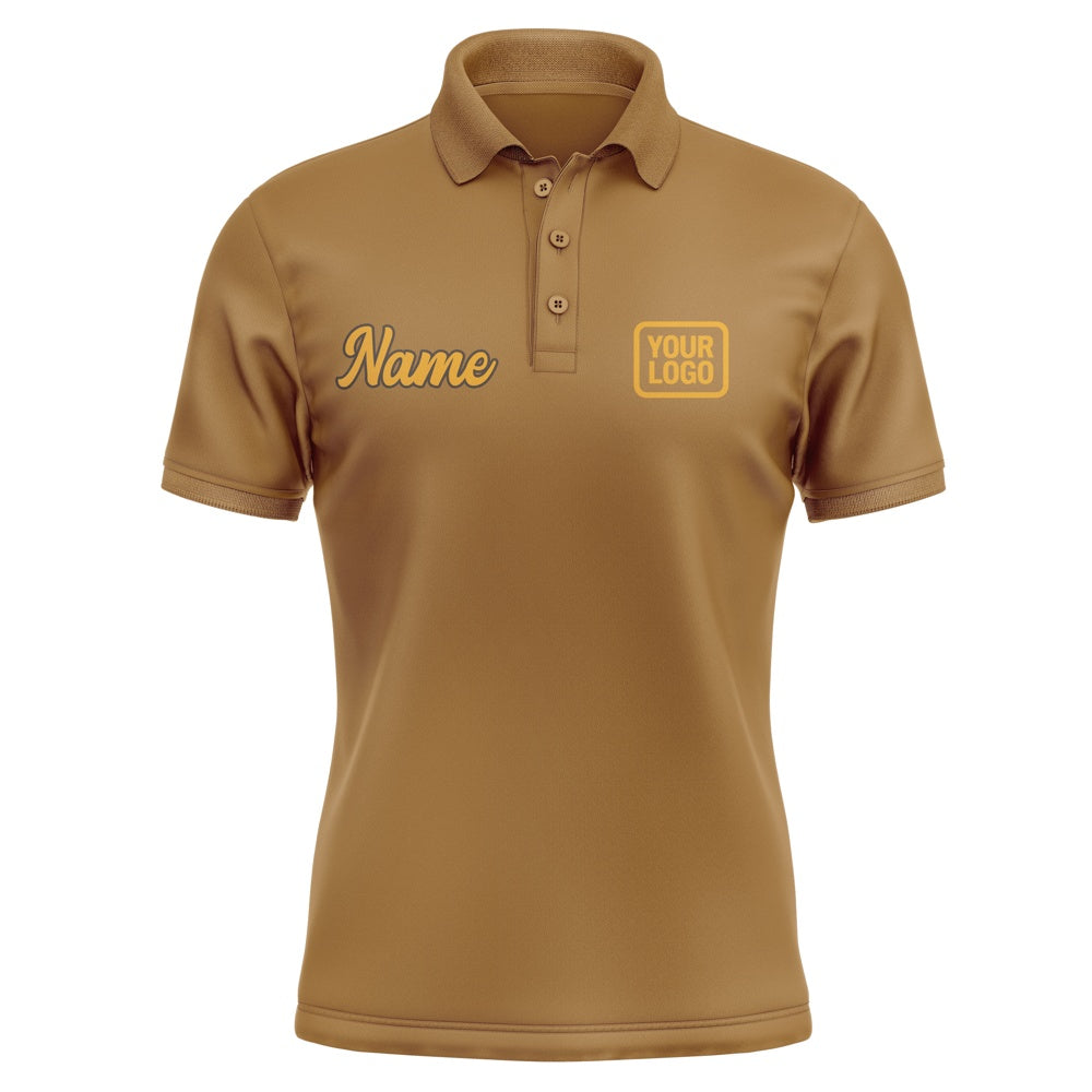 Custom Khaki Yellow Short-Sleeve Polo Shirt