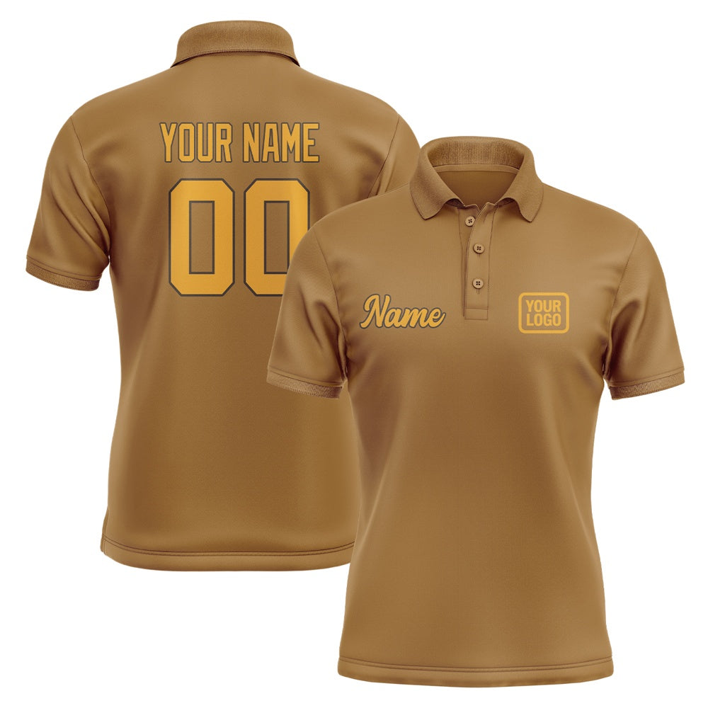 Custom Khaki Yellow Short-Sleeve Polo Shirt