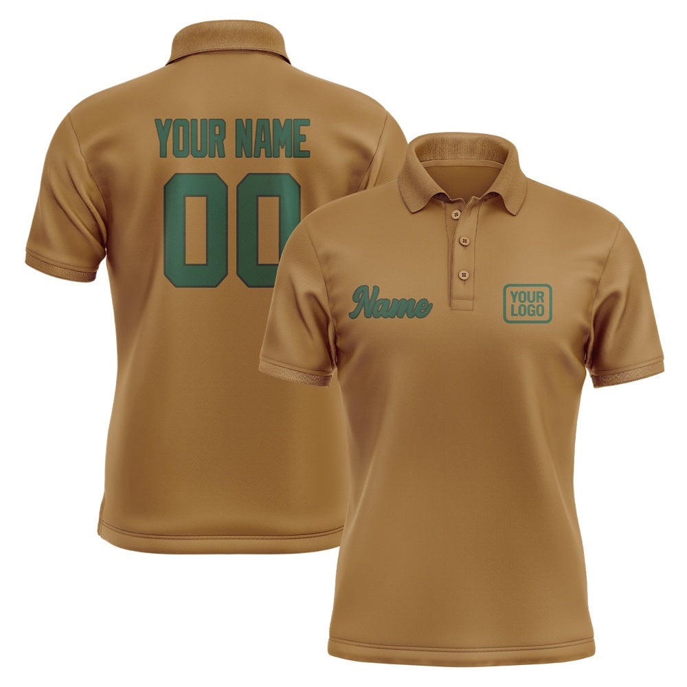 Custom Khaki Green Short-Sleeve Polo Shirt
