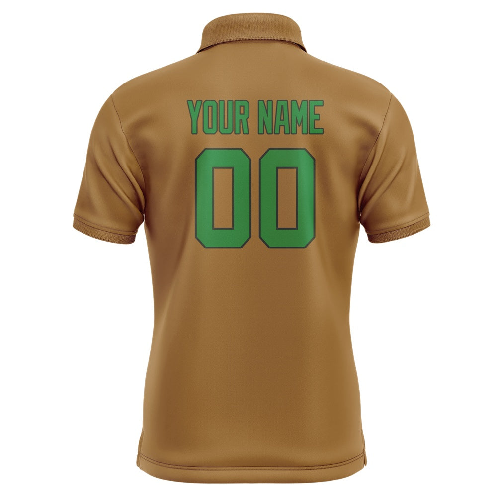 Custom Khaki Emerald Green Short-Sleeve Polo Shirt