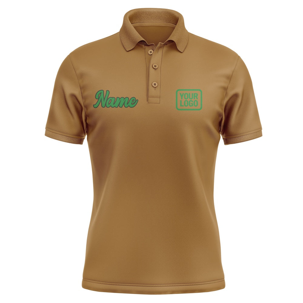 Custom Khaki Emerald Green Short-Sleeve Polo Shirt