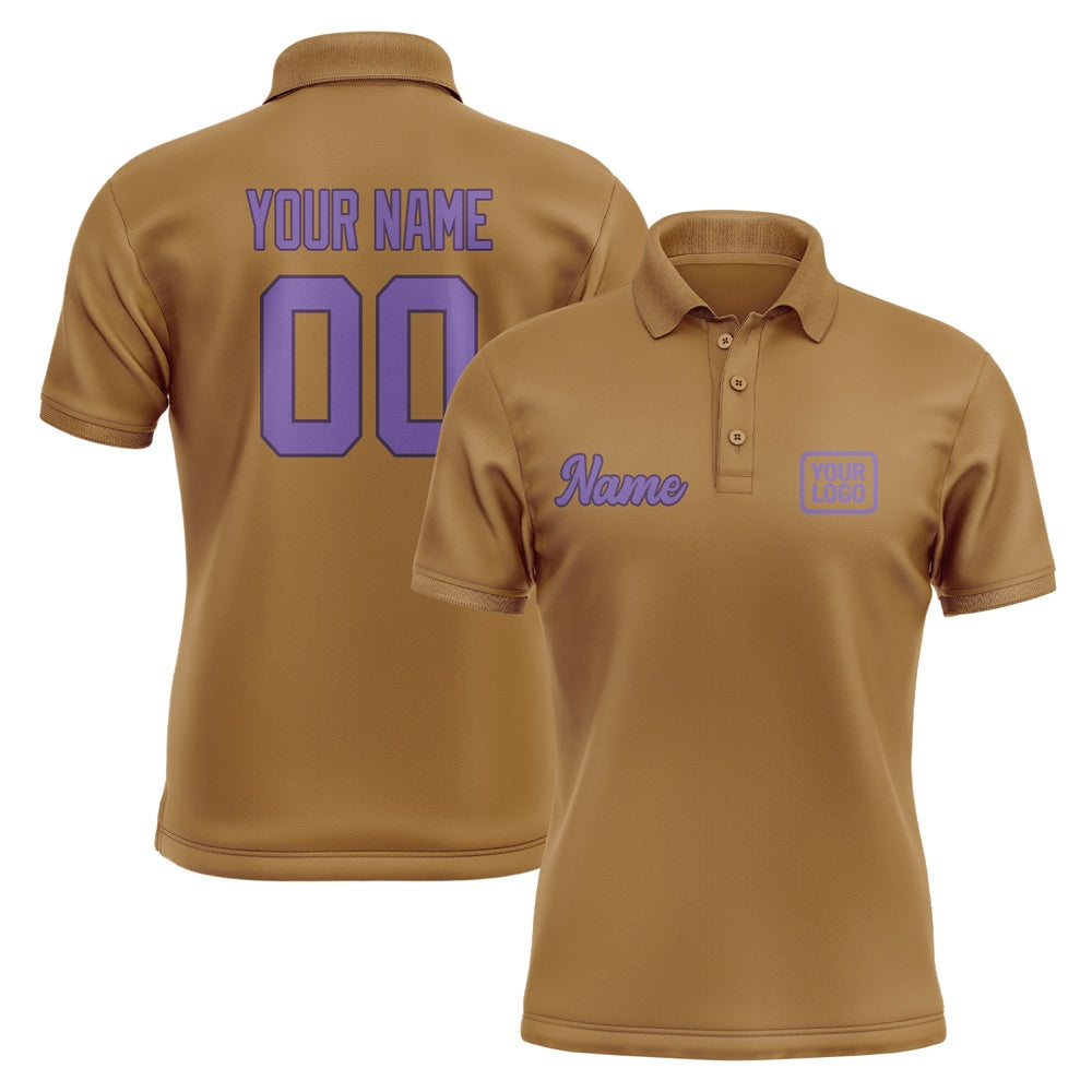 Custom Khaki Light Purple Short-Sleeve Polo Shirt