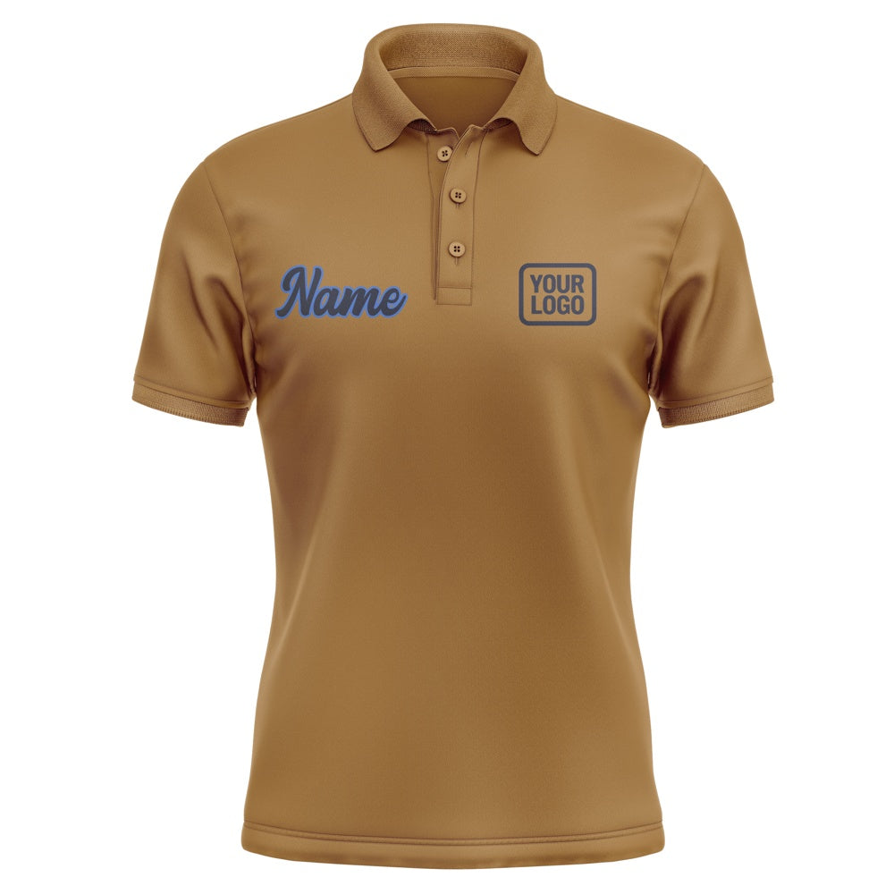 Custom Khaki Navy Short-Sleeve Polo Shirt
