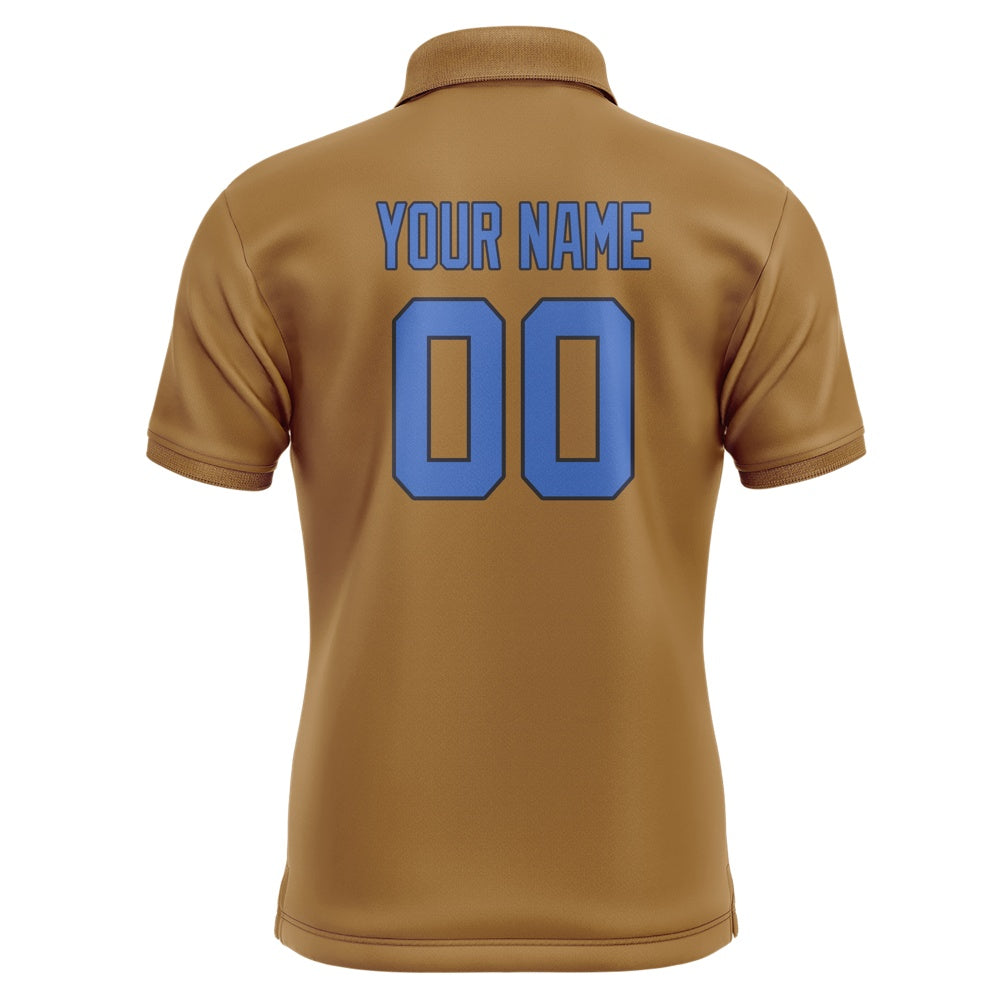 Custom Khaki Sky Blue Short-Sleeve Polo Shirt