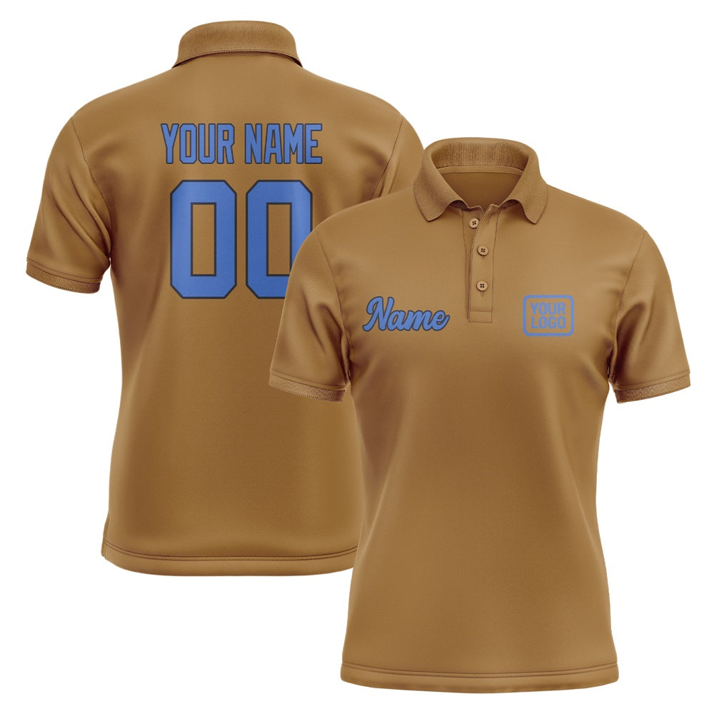 Custom Khaki Sky Blue Short-Sleeve Polo Shirt