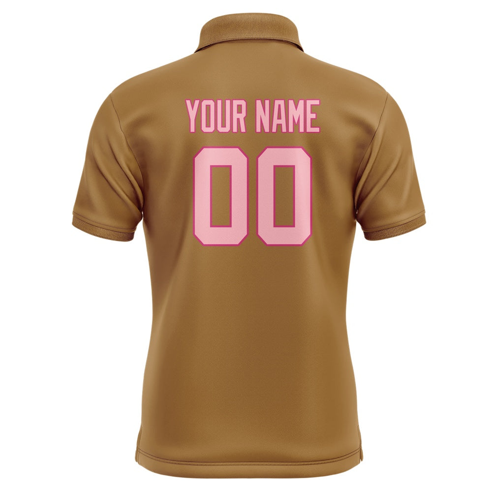 Custom Khaki Light Pink Short-Sleeve Polo Shirt