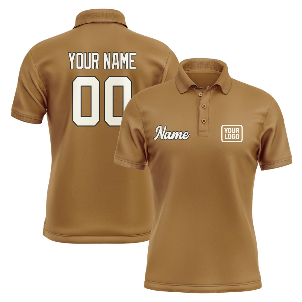Custom Khaki Cream Short-Sleeve Polo Shirt