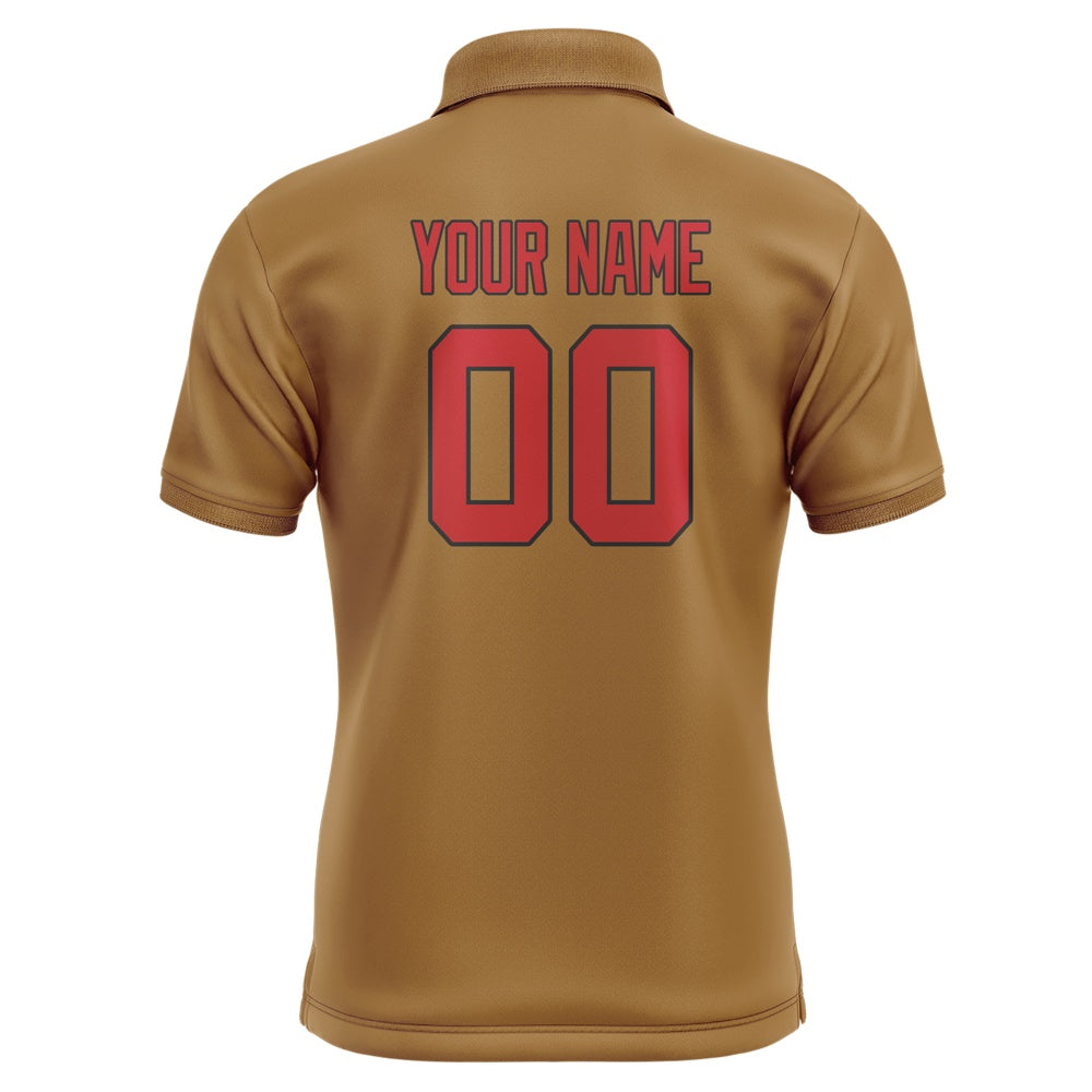 Custom Khaki Red Short-Sleeve Polo Shirt