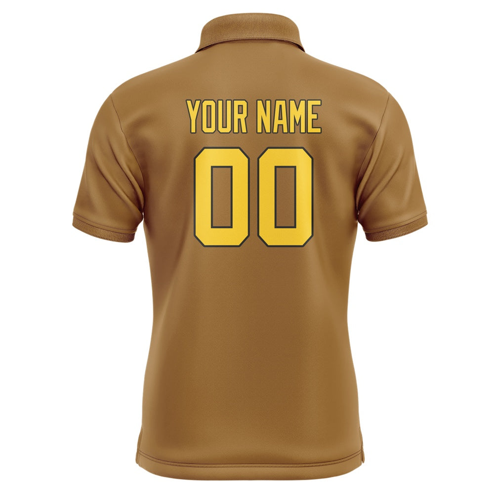 Custom Khaki Gold Short-Sleeve Polo Shirt