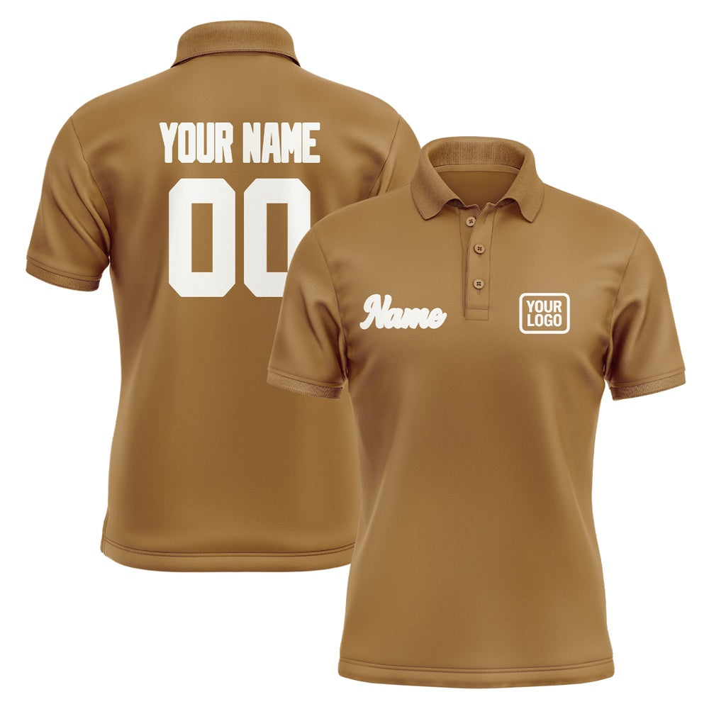 Custom Khaki White Short-Sleeve Polo Shirt