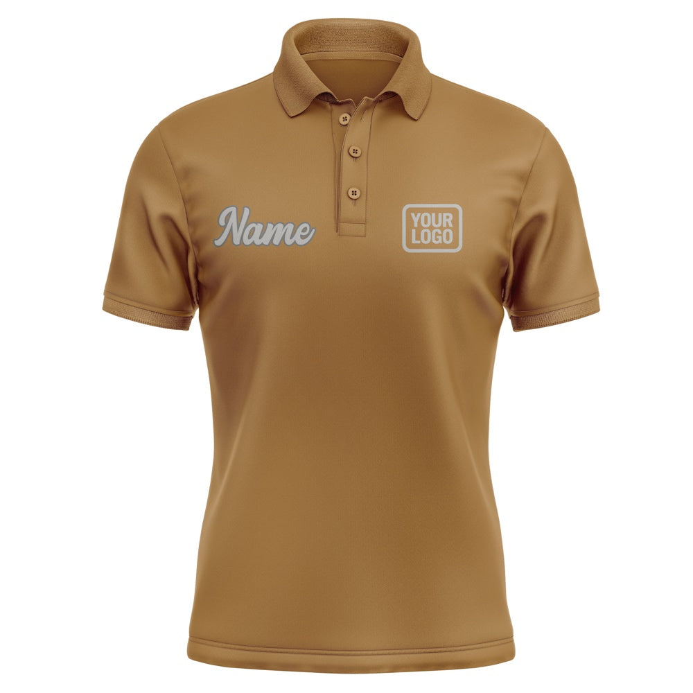 Custom Khaki Gray Short-Sleeve Polo Shirt