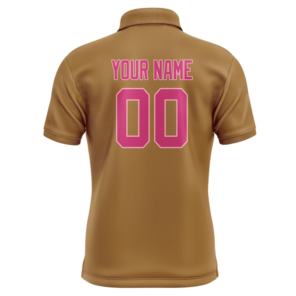 Custom Khaki Pink Short-Sleeve Polo Shirt