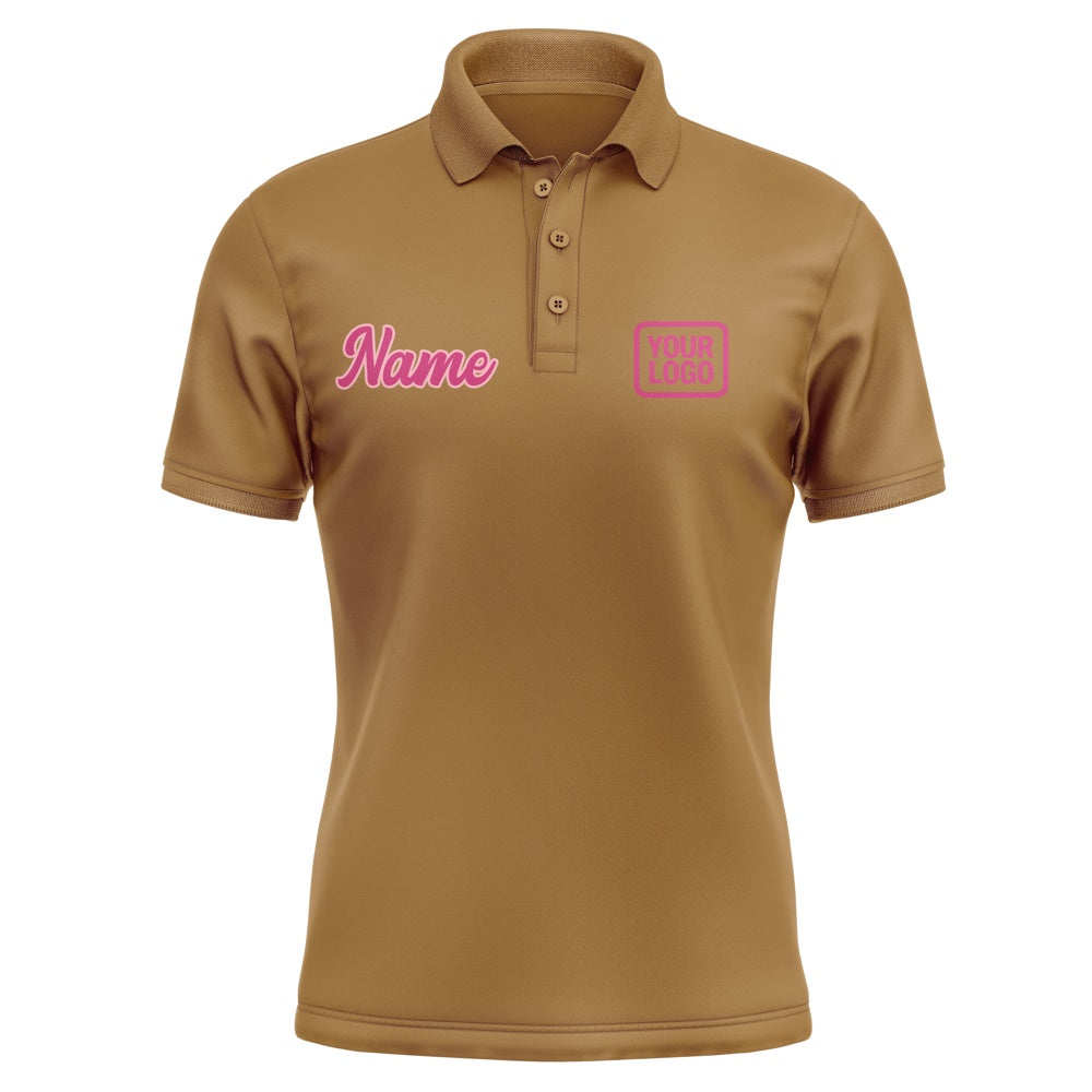 Custom Khaki Pink Short-Sleeve Polo Shirt