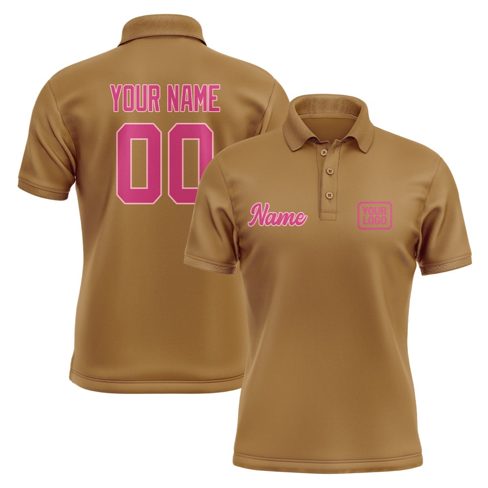 Custom Khaki Pink Short-Sleeve Polo Shirt