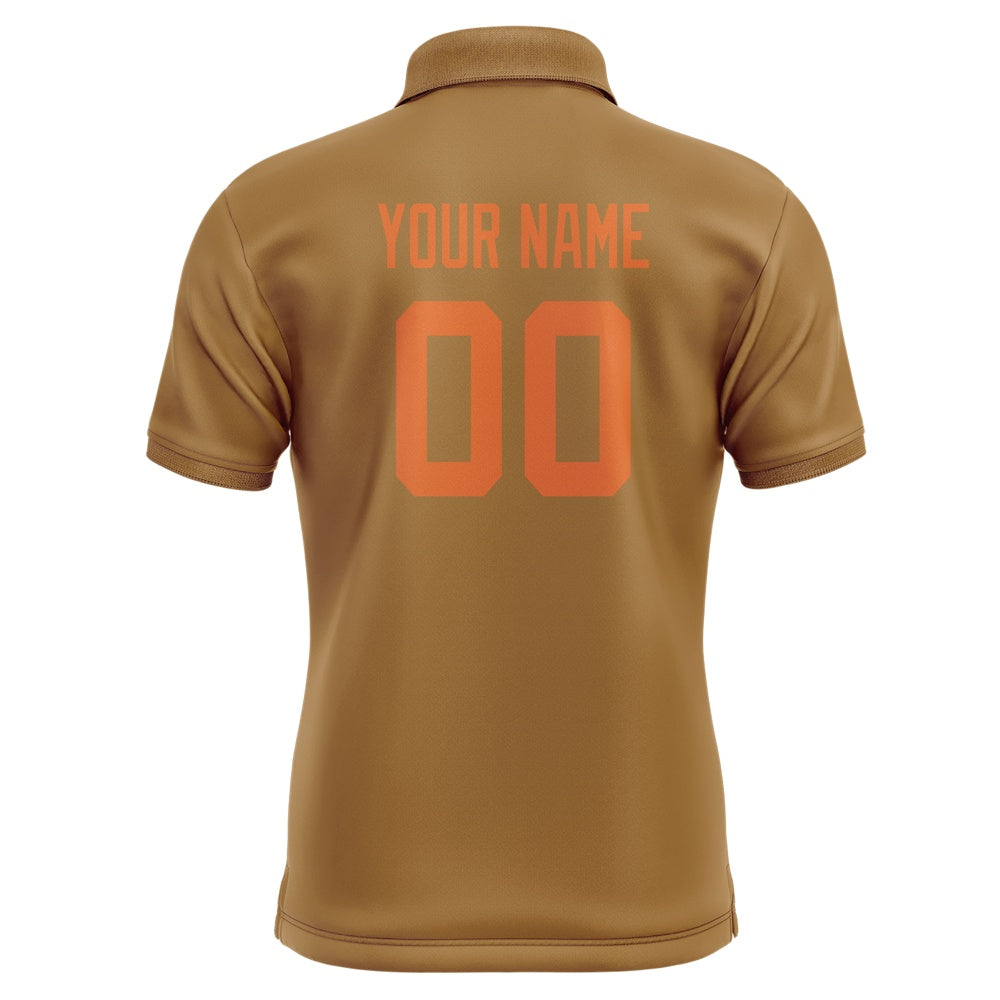 Custom Khaki Orange Short-Sleeve Polo Shirt