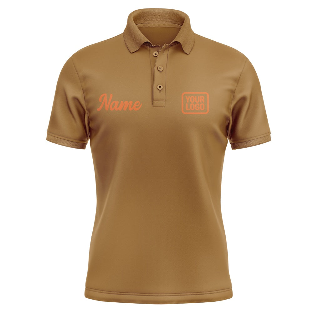 Custom Khaki Orange Short-Sleeve Polo Shirt