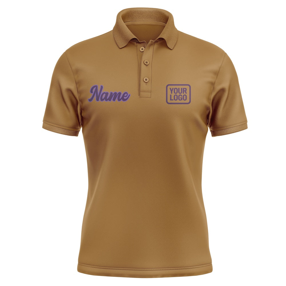 Custom Khaki Purple Short-Sleeve Polo Shirt