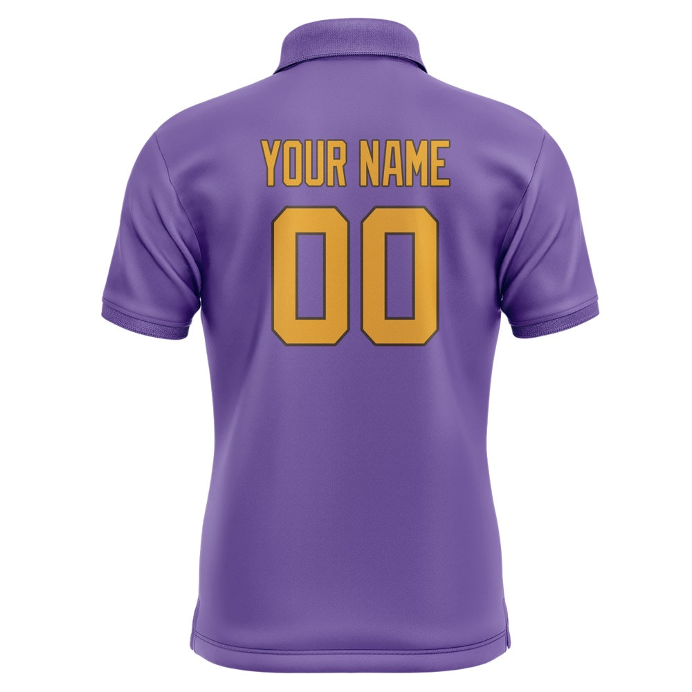 Custom Light Purple Yellow Short-Sleeve Polo Shirt