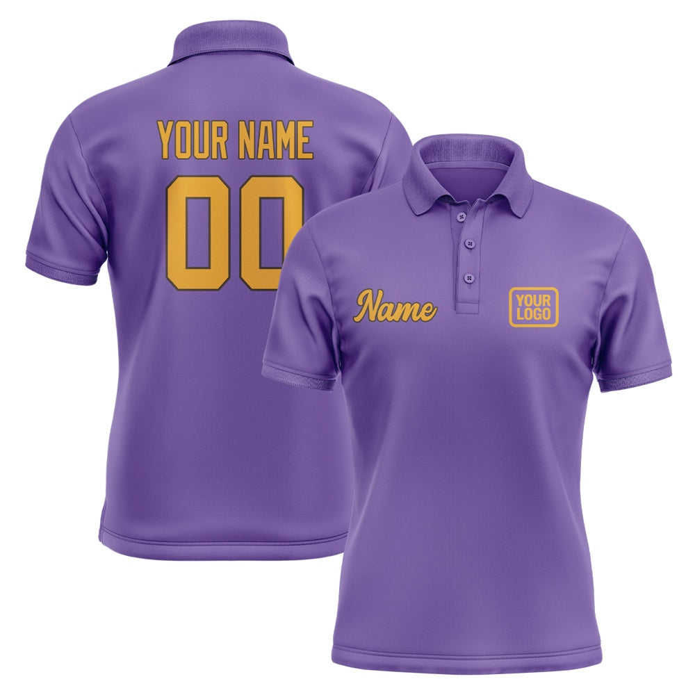 Custom Light Purple Yellow Short-Sleeve Polo Shirt