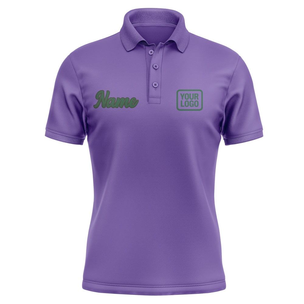 Custom Light Purple Green Short-Sleeve Polo Shirt